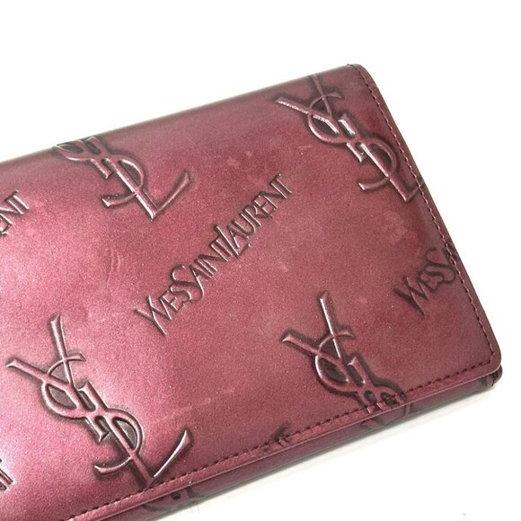 YVES SAINT LAURENT YSL logo all-over pattern Bifold Kisslock Long Wallet - Picture 7 of 16